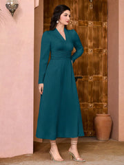 Modely Solid Ruched Waist Dress.