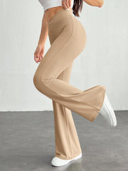 SHEIN PETITE Simple Solid Color Wrap High Waist Flared Pants
