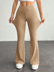SHEIN PETITE Simple Solid Color Wrap High Waist Flared Pants