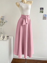 SHEIN Privé 2pcs/Set Women Asymmetrical Neck Top And Oversized A-Line Skirt
