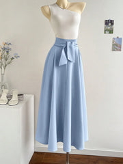 SHEIN Privé 2pcs/Set Women Asymmetrical Neck Top And Oversized A-Line Skirt