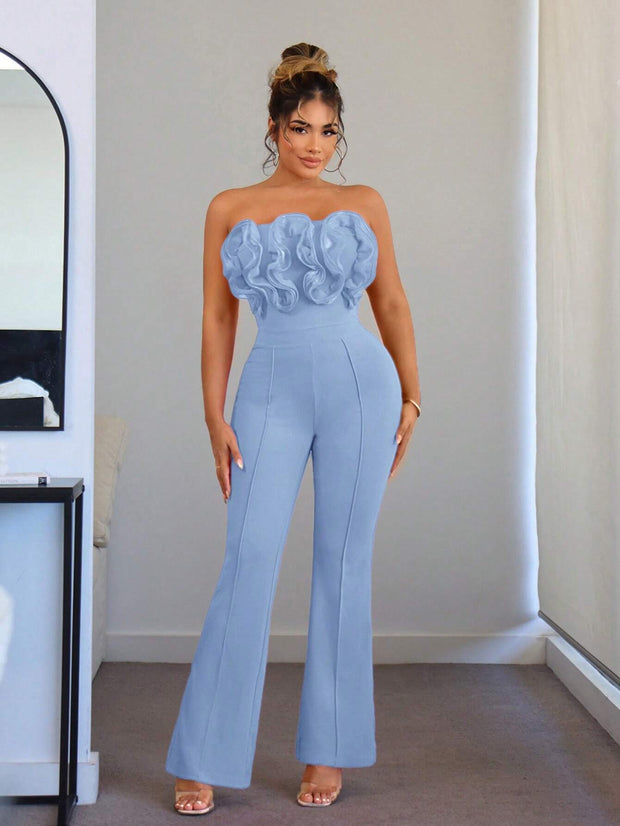 SHEIN SXY Jiri Clothing Women's Jumpsuit With Ruffle, Lace