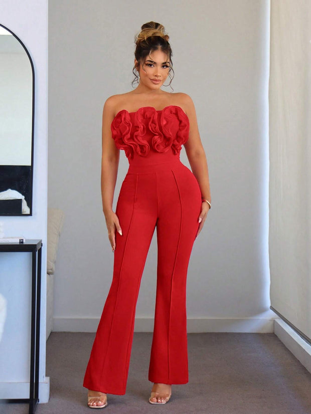 SHEIN SXY Jiri Clothing Women's Jumpsuit With Ruffle, Lace