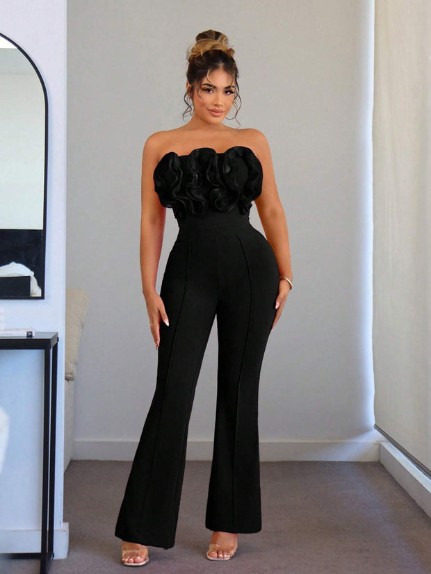 SHEIN SXY Jiri Clothing Women's Jumpsuit With Ruffle, Lace