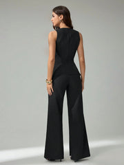 SHEIN Tall 2pcs Women Sleeveless Cardigan Vest And Casual Pants Set