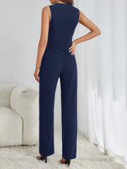 SHEIN Tall Ladies' Fashionable Solid Color Slim Fit Summer Suit Set