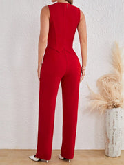 SHEIN Tall Ladies' Fashionable Solid Color Slim Fit Summer Suit Set