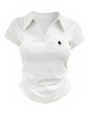 Women Casual Solid Color Ruched T-Shirt, Summer