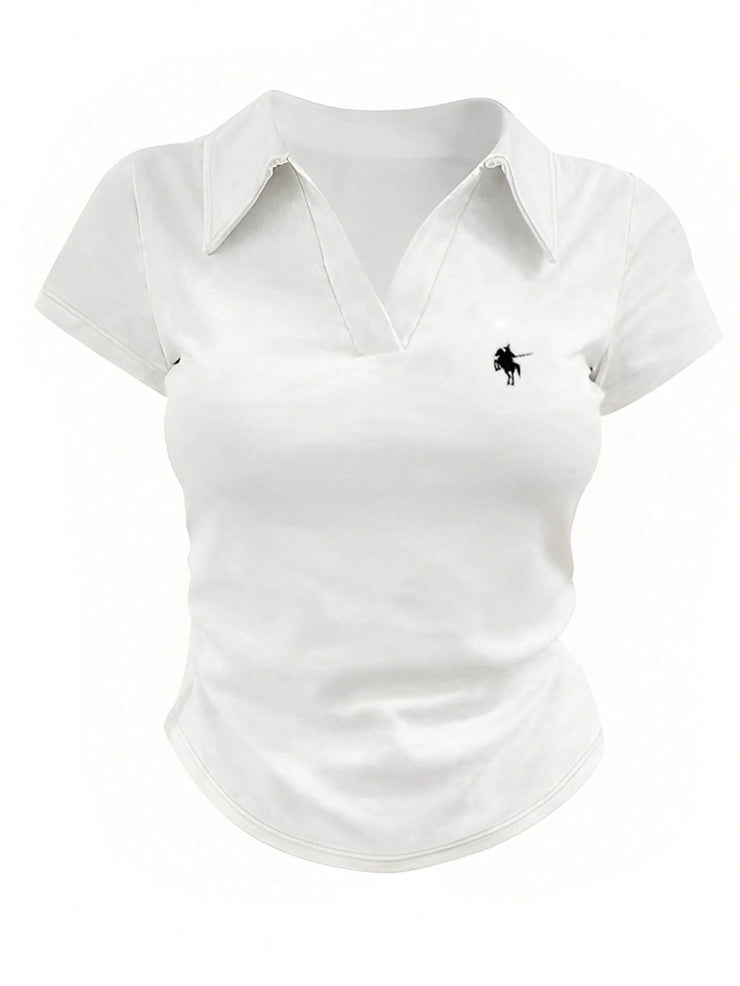 Women Casual Solid Color Ruched T-Shirt, Summer