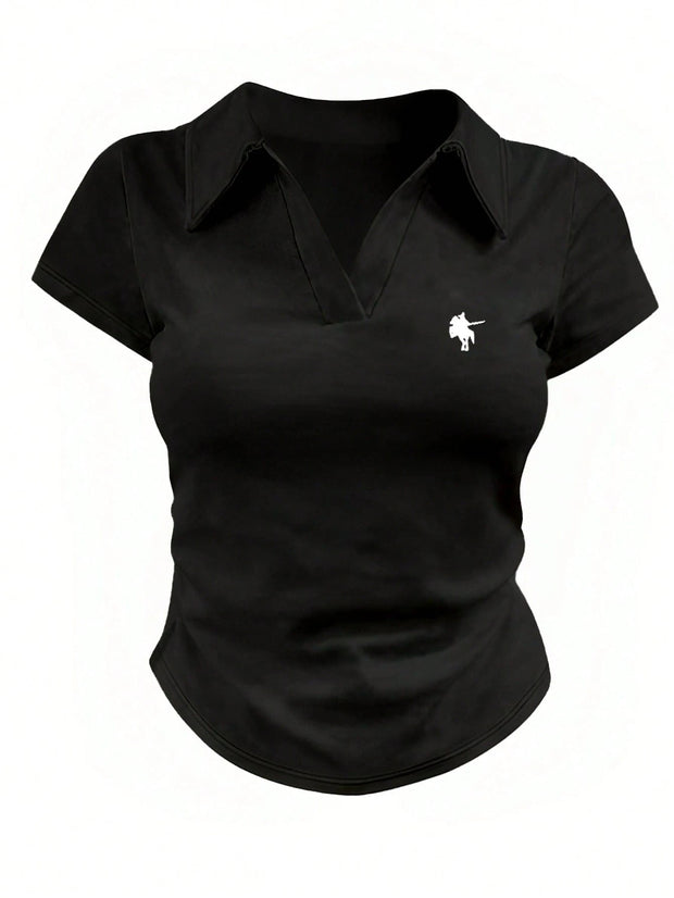 Women Casual Solid Color Ruched T-Shirt, Summer