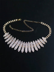Women Elegant Rhinestone Decor Necklace