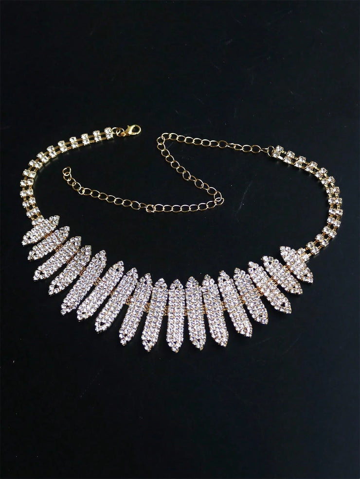 Women Elegant Rhinestone Decor Necklace
