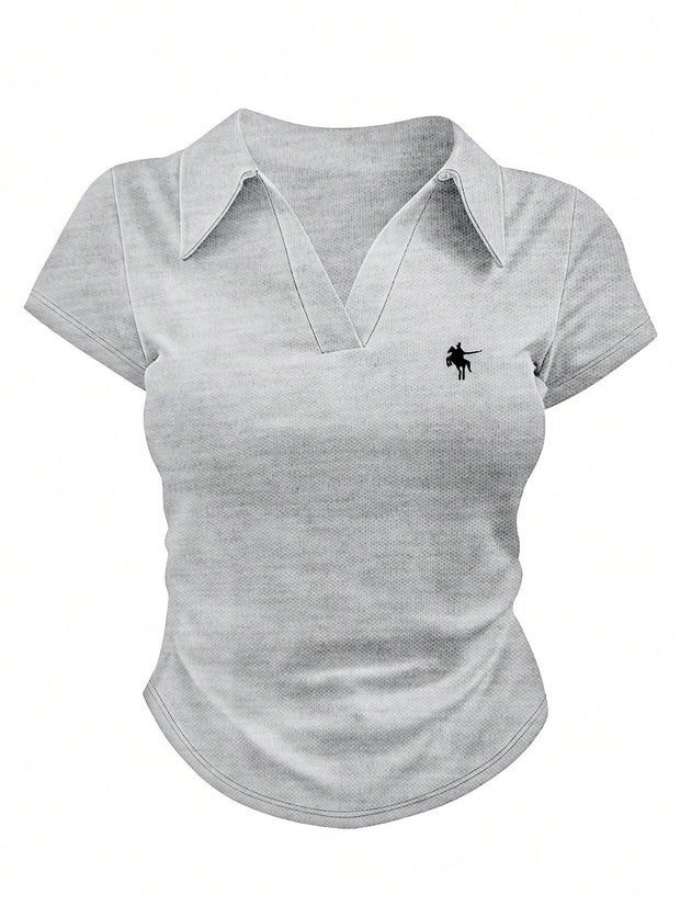 Women Casual Solid Color Ruched T-Shirt, Summer