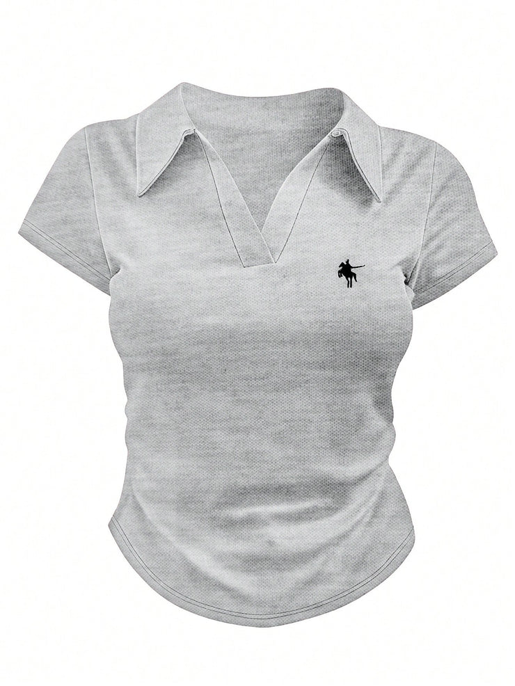 Women Casual Solid Color Ruched T-Shirt, Summer