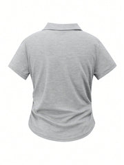 Women Casual Solid Color Ruched T-Shirt, Summer