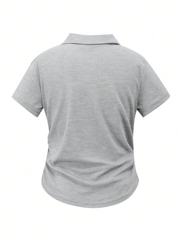 Women Casual Solid Color Ruched T-Shirt, Summer