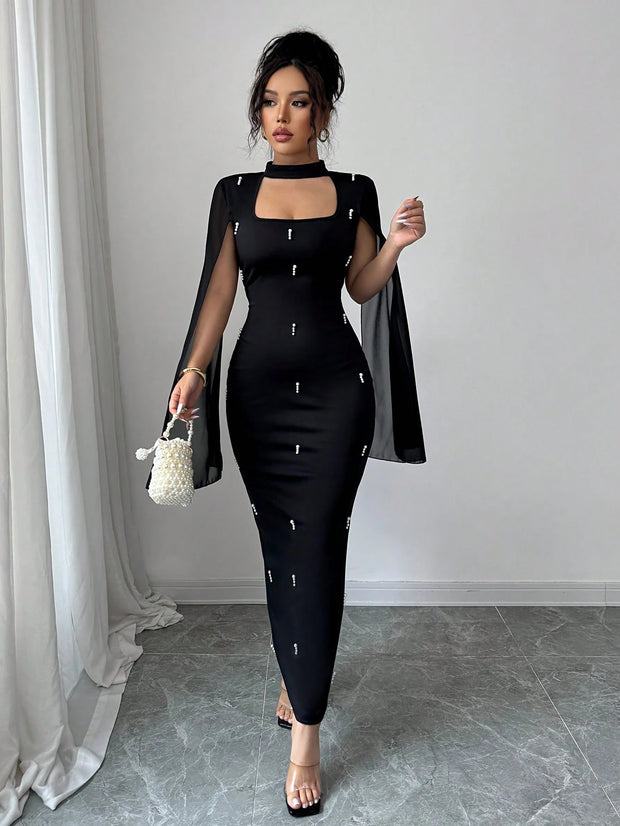 Women's Solid Color Pleated Waist Knit Dress