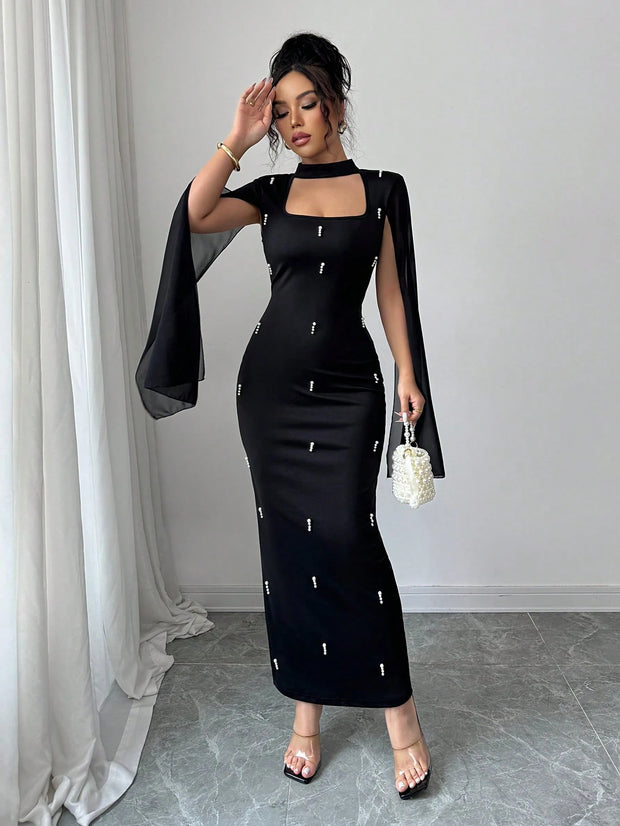 Women's Solid Color Pleated Waist Knit Dress