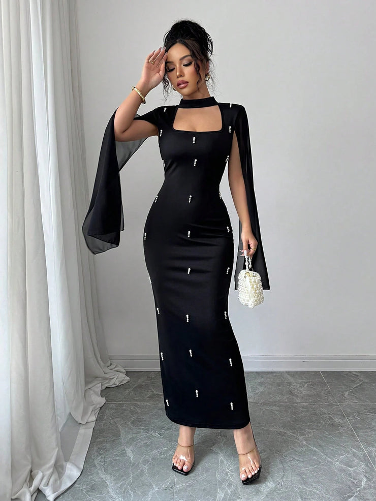 Women's Solid Color Pleated Waist Knit Dress