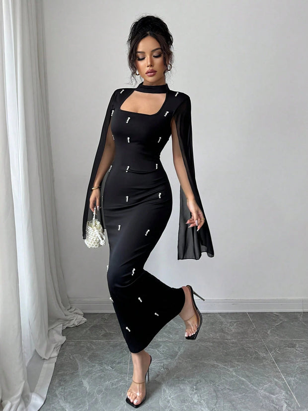 Women's Solid Color Pleated Waist Knit Dress