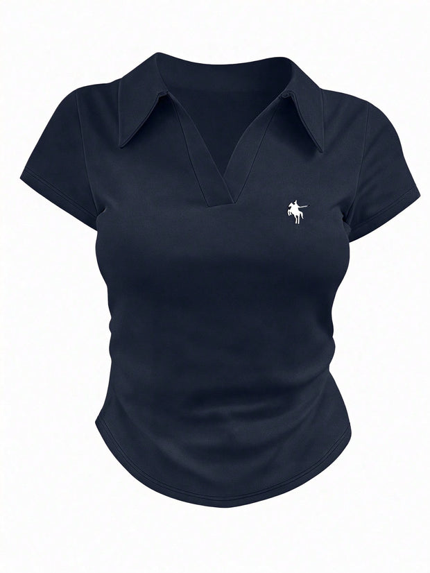 Women Casual Solid Color Ruched T-Shirt, Summer