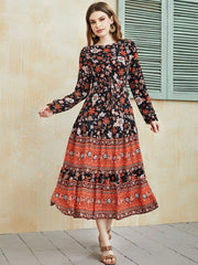 Floral Print Ruffle Hem Belted Dress - Hues