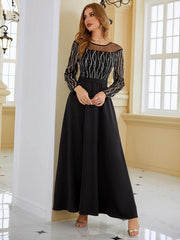 Modely Contrast Mesh Sequin Decor Dress. - Hues