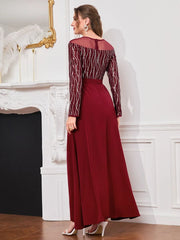 Modely Contrast Mesh Sequin Decor Dress. - Hues