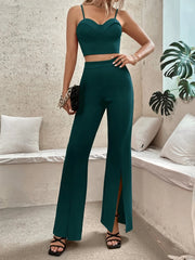 Hues Zip Back Bustier Cami Top & Flare Leg Pants - Hues