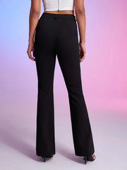 High Waist Seam Detail Flare Leg Pants - Hues
