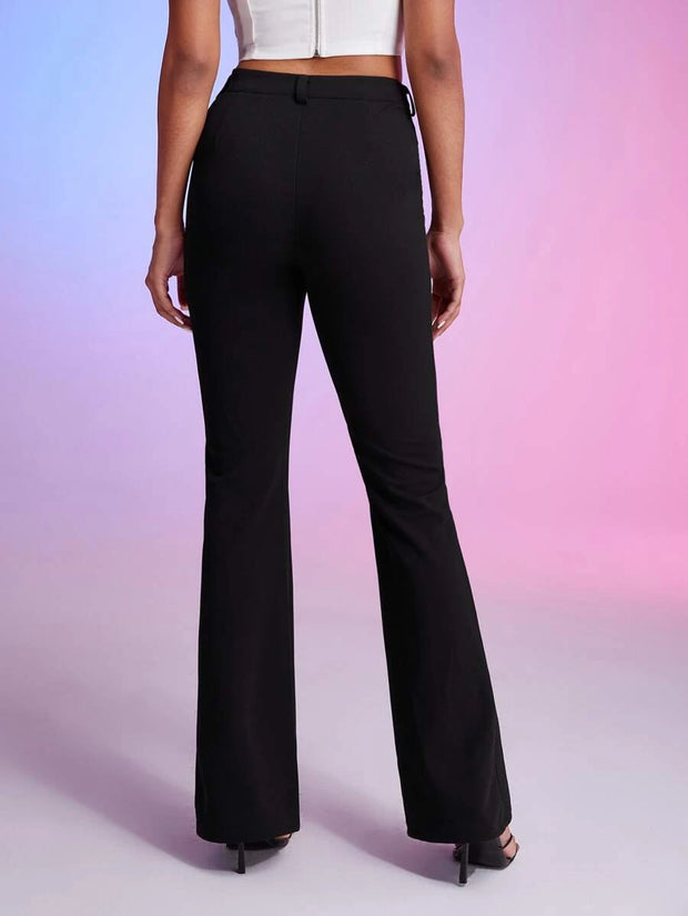 High Waist Seam Detail Flare Leg Pants - Hues