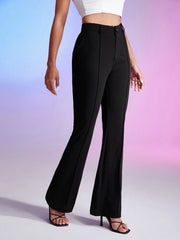High Waist Seam Detail Flare Leg Pants - Hues