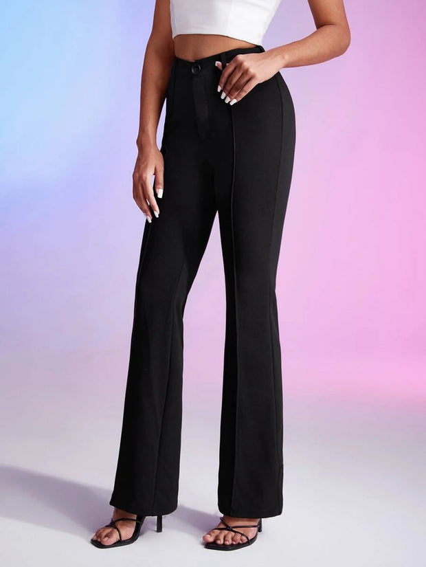 High Waist Seam Detail Flare Leg Pants - Hues