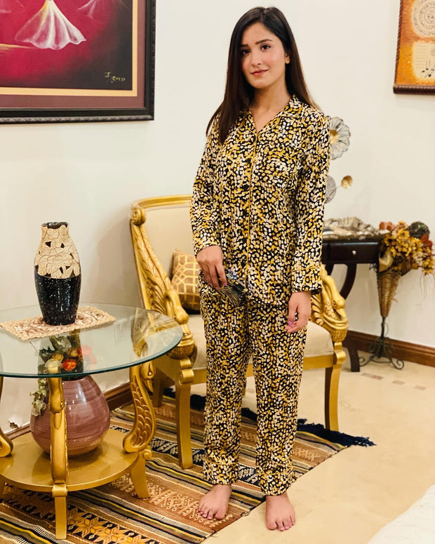 Yellow cheeta Contrast PJ Set - Hues