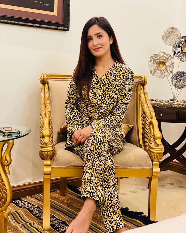 Yellow cheeta Contrast PJ Set - Hues
