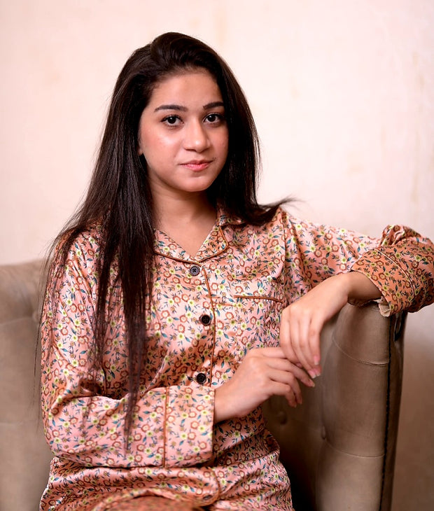 Floral silk Contrast PJ Set - Hues