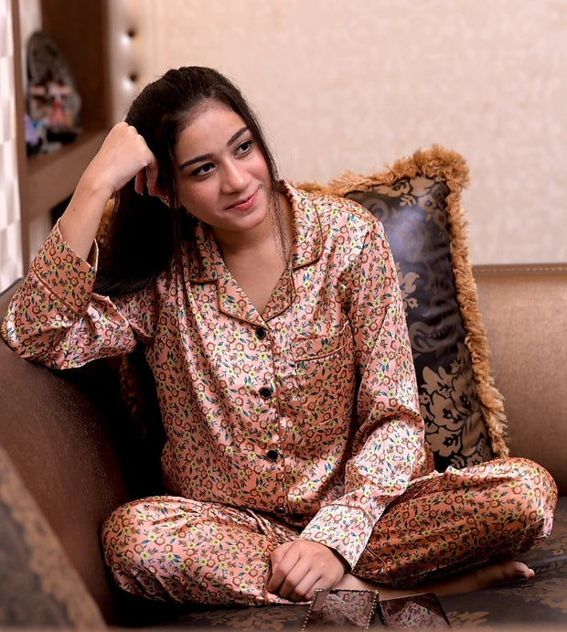 Floral silk Contrast PJ Set - Hues