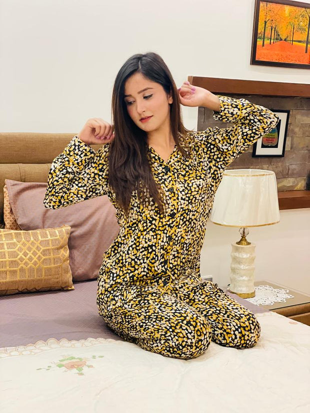 Yellow cheeta Contrast PJ Set - Hues