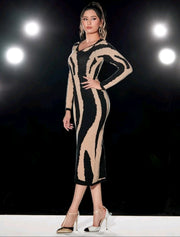 Two Tone Bodycon Sweater Dress - Hues