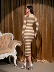 Stripped Pattern Cut Out Sweater Dress - Hues