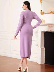 Pearls Beaded Bodycon Sweater Dress - Hues