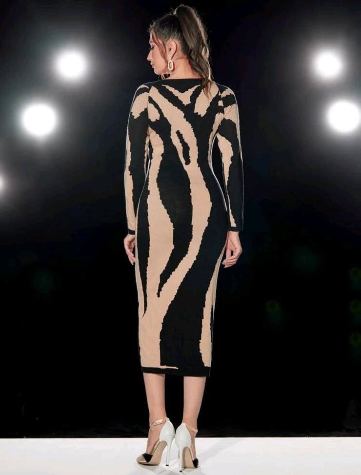 Two Tone Bodycon Sweater Dress - Hues